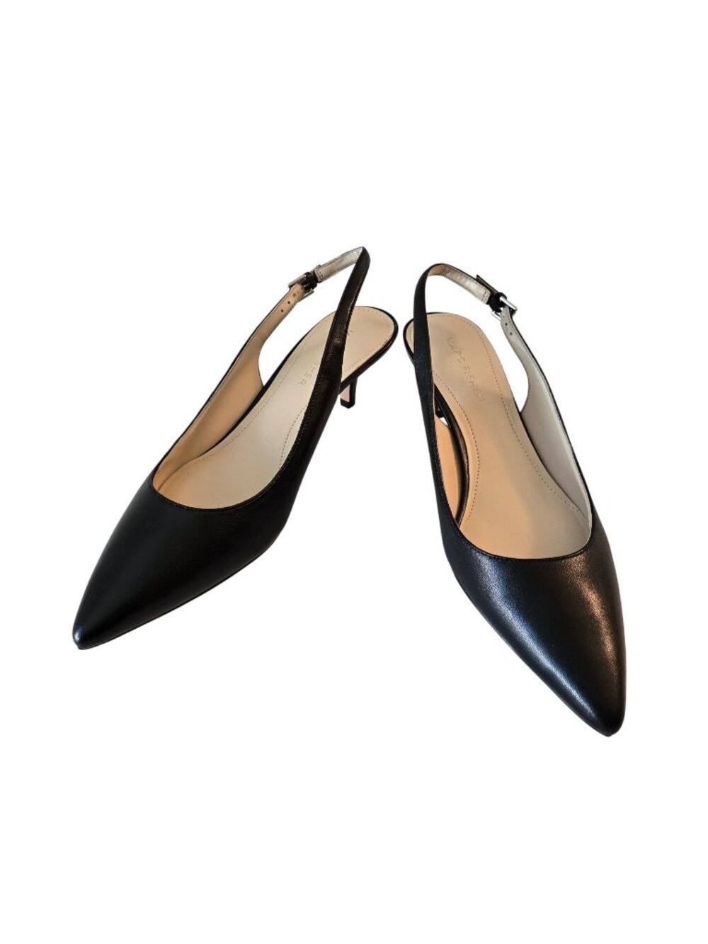 Marc Fisher Leather Pointed Toe Slingback Kitten Heel Sandals Size 7.5
